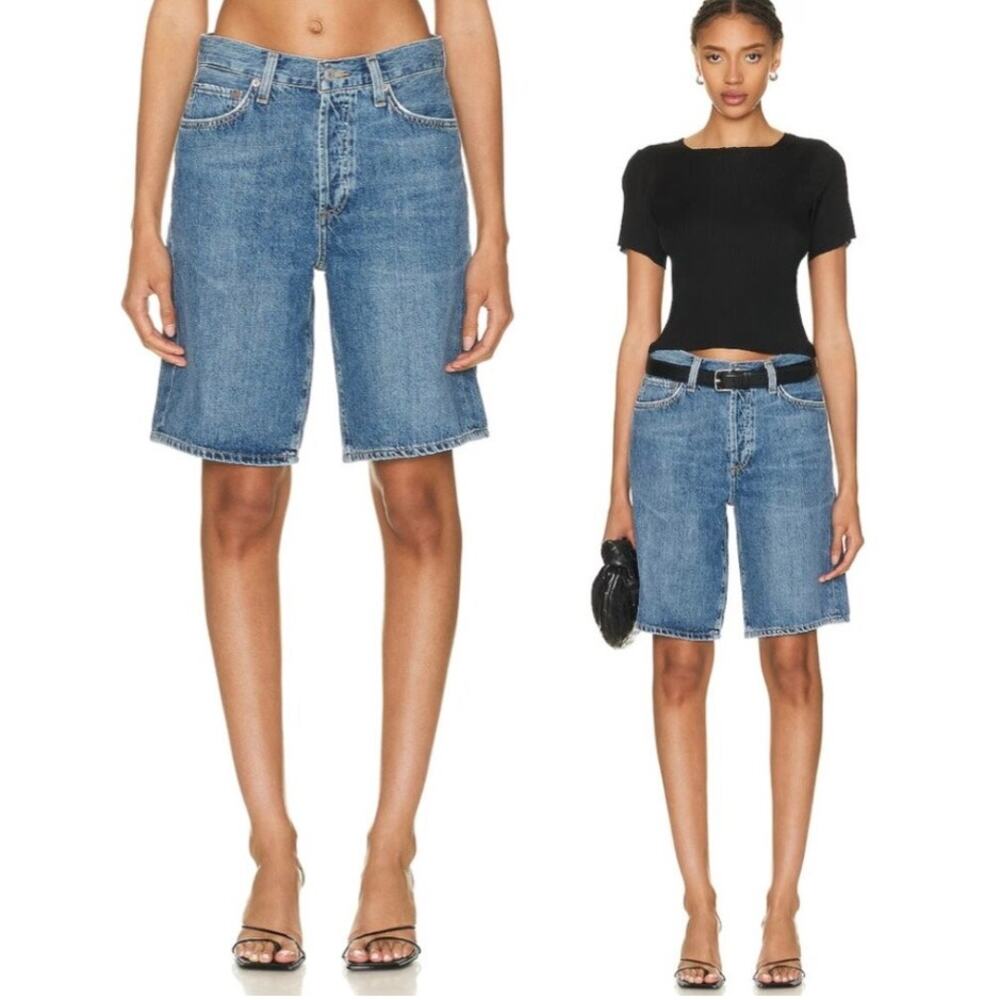 AGOLDE Low Rise Jort - Medium Blue Denim Shorts - Size 23
